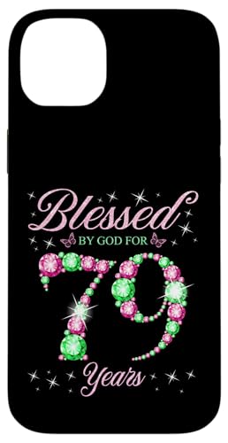 Von Gott gesegnet für 79 Jahre Geburtstagsparty zum 79. Geburtstag Hülle für iPhone 14 Plus von Blessed Birthday Celebration Pink & Green