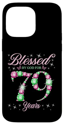 Von Gott gesegnet für 79 Jahre Geburtstagsparty zum 79. Geburtstag Hülle für iPhone 14 Pro Max Von Gott gesegnet für 79 Jahre Geburtstagsparty zum 79. Geburtstag Hülle für iPhone 14 Pro Max von Blessed Birthday Celebration Pink & Green