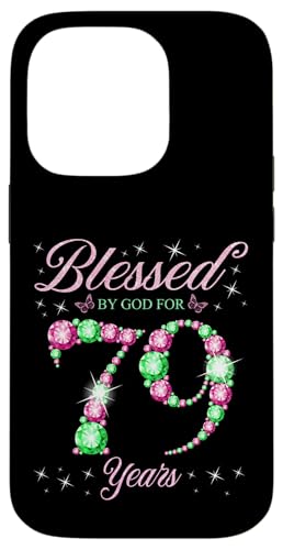 Von Gott gesegnet für 79 Jahre Geburtstagsparty zum 79. Geburtstag Hülle für iPhone 14 Pro von Blessed Birthday Celebration Pink & Green