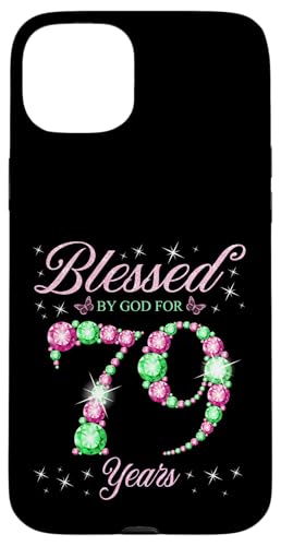 Von Gott gesegnet für 79 Jahre Geburtstagsparty zum 79. Geburtstag Hülle für iPhone 15 Plus von Blessed Birthday Celebration Pink & Green