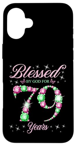 Von Gott gesegnet für 79 Jahre Geburtstagsparty zum 79. Geburtstag Hülle für iPhone 16 Plus Von Gott gesegnet für 79 Jahre Geburtstagsparty zum 79. Geburtstag Hülle für iPhone 16 Plus von Blessed Birthday Celebration Pink & Green