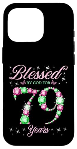 Von Gott gesegnet für 79 Jahre Geburtstagsparty zum 79. Geburtstag Hülle für iPhone 16 Pro Von Gott gesegnet für 79 Jahre Geburtstagsparty zum 79. Geburtstag Hülle für iPhone 16 Pro von Blessed Birthday Celebration Pink & Green