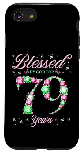 Von Gott gesegnet für 79 Jahre Geburtstagsparty zum 79. Geburtstag Hülle für iPhone SE (2020) / 7 / 8 von Blessed Birthday Celebration Pink & Green