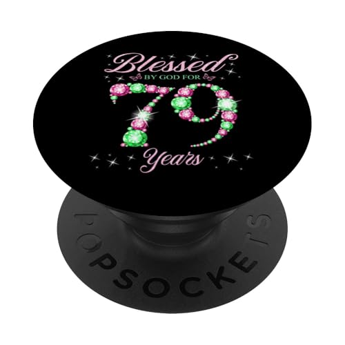 Von Gott gesegnet für 79 Jahre Geburtstagsparty zum 79. Geburtstag PopSockets Klebender PopGrip Von Gott gesegnet für 79 Jahre Geburtstagsparty zum 79. Geburtstag PopSockets Klebender PopGrip von Blessed Birthday Celebration Pink & Green