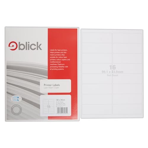 Blick Drucker-Etiketten, A4, 25 Blatt / 16 Etikett pro Blatt von Blick