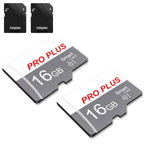 2 Pack Micro SD Karte 16GB mit SD Adapter, High-Speed Speicherkarte bis zu 80 MB/s Lesegeschwindigkeit, UHS-I, A1, Class 10, TF Card für Mobiltelefon/Kamera/Tablet(TF183 Weiß Grau 16GB) von Bliksem