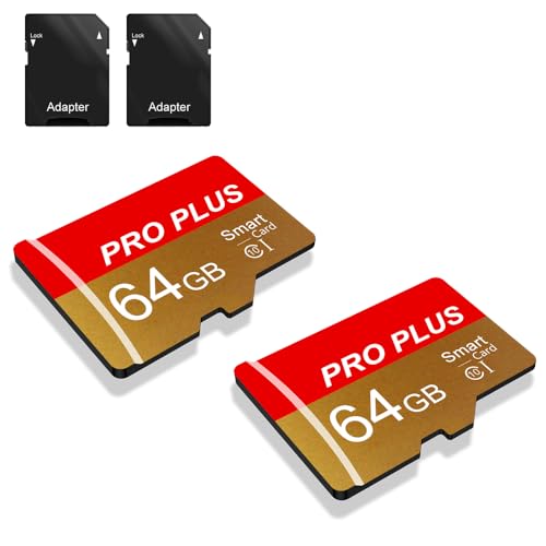 2 Pack Speicherkarte 64GB with Adapter, High Speed Memory Card, UHS-I C10 A1 Memory TF Card for Tablet/Mobile Phone/Camera/Car Audio/Game Console (TF162 Red Gold 64GB) von Bliksem