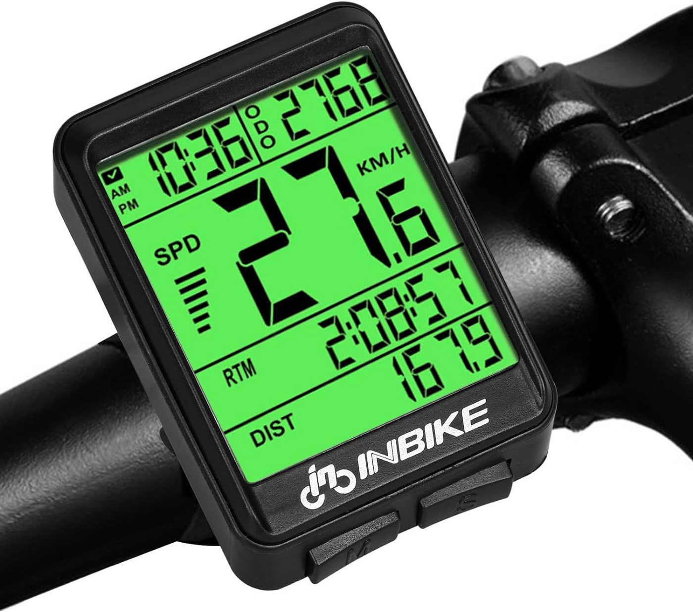 BlingBin Fahrradcomputer Fahrrad Kilometerzähler Tachometer Kabellos Wasserdicht Radcomputer (1er Set, 11-St), LCD Display Multi-Funktion Automatisches Aufwachen für Erwachsene von BlingBin
