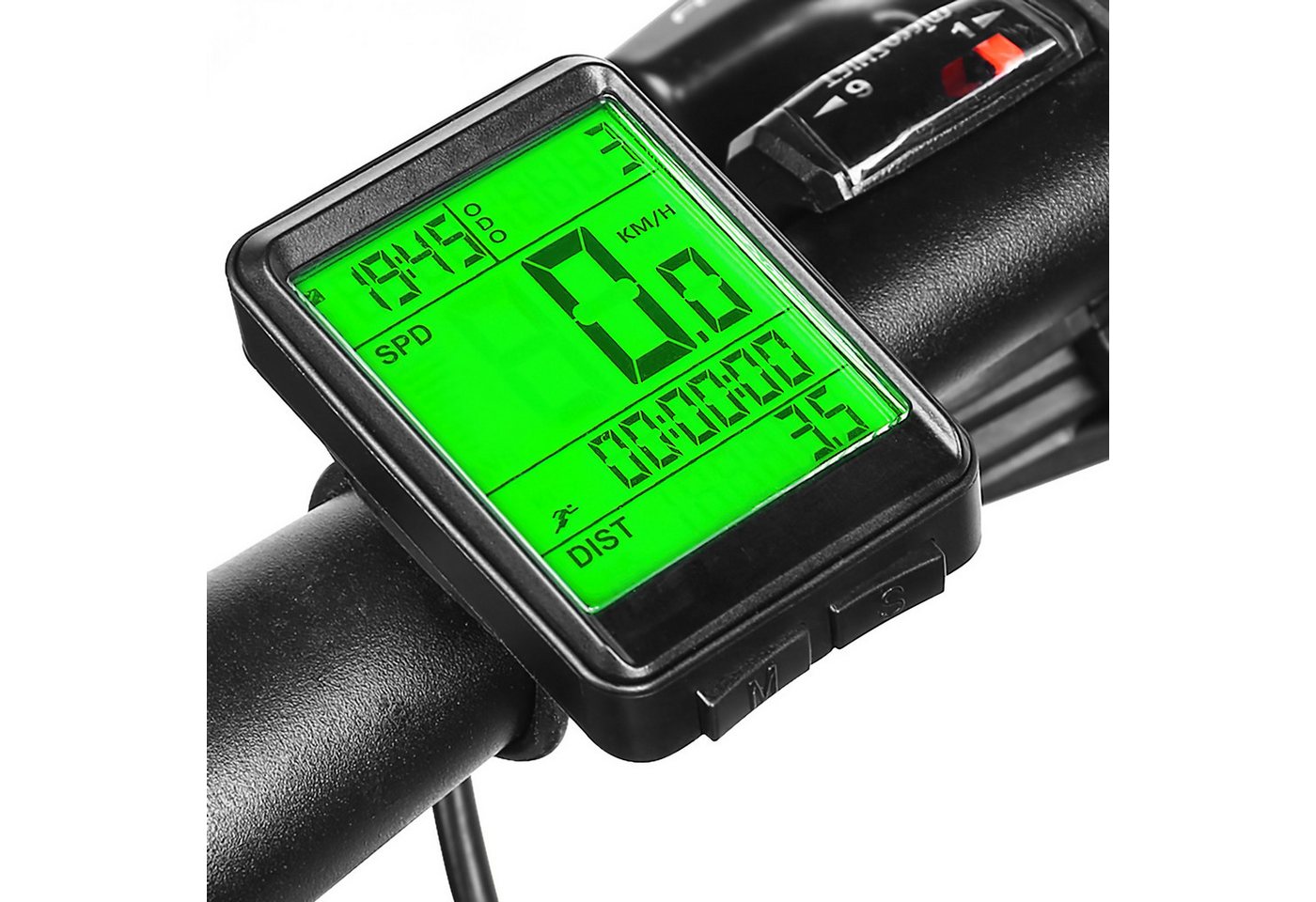 BlingBin Fahrradcomputer Kabellos Fahrradtacho Radcomputer wasserdicht Kilometerzähler mit LCD (1er Set, 1-St., 1tlg), mit LCD Display Multi-Funktion, Automatisches Aufwachen von BlingBin