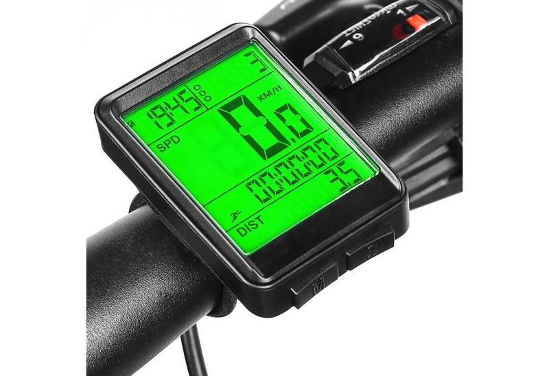 BlingBin Fahrradcomputer Kabellos Fahrradtacho Radcomputer wasserdicht Kilometerzähler mit LCD (1er Set, 1-St., 1tlg), mit LCD Display Multi-Funktion, Automatisches Aufwachen von BlingBin