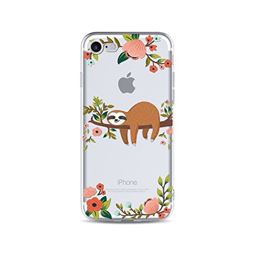 (2020) /iPhone 8 /iPhone 7 Hülle (11,9 cm), Blingy's niedliches Faultier-Design, transparent, flexibel, TPU, kompatibel mit iPhone SE (2020)/iPhone 8/iPhone 7 (schlafendes Faultier) von Blingy's
