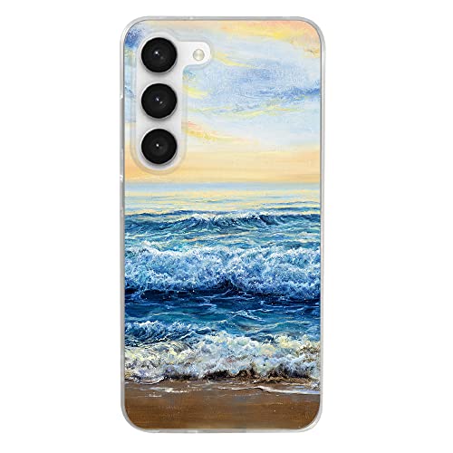 Blingy's Samsung Galaxy S23 Plus Hülle, Fun Scenic Beach Design Ozean Malerei Kunst Natur Landschaft Stil Weiche TPU Schutzhülle Kompatibel für Samsung Galaxy S23 Plus 6,6 Zoll (Strandstil) von Blingy's