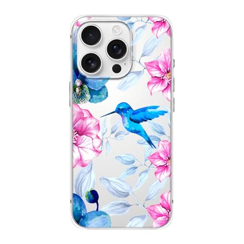 Blingy's Schutzhülle für Cellphone Pro, niedliches Blumenmuster, modisches Blumendesign, transparent, weiches TPU, transparent, kompatibel mit Kolibri von Blingy's
