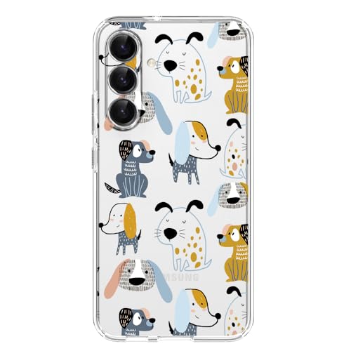 Blingy's Schutzhülle für Galaxy S24, lustiges Hunde-Design, niedlicher Cartoon-Tier-Stil, transparent, weiches TPU, transparent, kompatibel mit Galaxy S24 15,7 cm (6,2 Zoll) (Cartoon-Hunde) von Blingy's