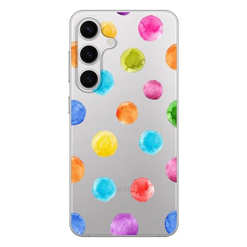 Blingy's Schutzhülle für Galaxy S24 Plus, niedliches Punktemuster, bunt, Süßigkeiten-Cartoon-Stil, transparent, weiches TPU, 17,5 cm (6,7 Zoll) (Gumdrops) von Blingy's