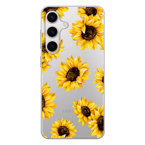 Blingy's Schutzhülle für Samsung Galaxy S24 Plus, süßes Sonnenblumen-Design, hübscher Blumenstil, transparent, weiches TPU, 16,7 cm (6,7 Zoll), Sonnenblumen) von Blingy's