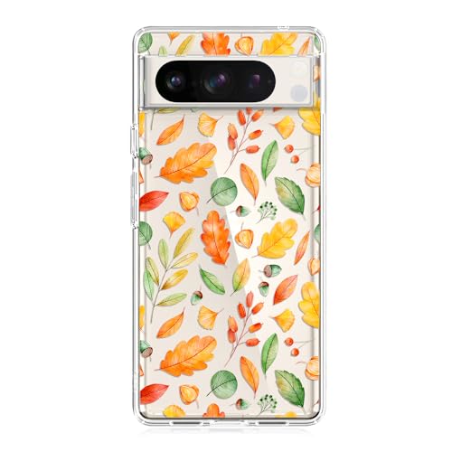 Blingy's Schutzhülle für Google Pixel 8 Pro, Frauen und Mädchen, niedliches Herbstblätter-Muster, Herbst-Design, transparent, weich, TPU, Schutzhülle, kompatibel mit Google Pixel 8 Pro 6,7 Zoll (17 von Blingy's