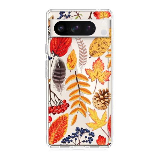 Blingy's Schutzhülle für Google Pixel 8 Pro, süßes Herbstblätter-Muster, buntes Herbst-Design, transparent, weiches TPU, 17 cm (6,7 Zoll), Herbstblatt-Mix von Blingy's
