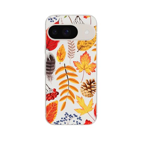 Blingy's Schutzhülle für Google Pixel 9, süßes Herbstblätter-Muster, buntes Herbstdesign, transparent, weiches TPU, transparent, 16 cm (6,3 Zoll), Herbstblatt-Mix von Blingy's