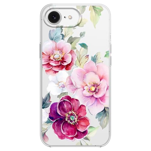 Blingy's Schutzhülle für Handyhülle, süßes Blumenmuster, Blumenstil, Rosen, transparent, weiches TPU, 15,5 cm (6,1 Zoll), gemischte rosa Blumen, SE4) von Blingy's