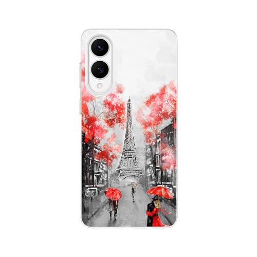 Blingy's Schutzhülle für S25, hübsches Eiffelturm-Muster, niedliches Paris-Landschaftsmalerei, Kunststil, weiche TPU-Schutzhülle (Pretty Paris) von Blingy's