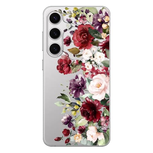 Blingy's Schutzhülle für S25, niedliches Rosen-Design, niedliches Blumenmuster, transparent, weiches TPU, dunkle Blumen Blingy's Schutzhülle für S25, niedliches Rosen-Design, niedliches Blumenmuster, transparent, weiches TPU, dunkle Blumen von Blingy's