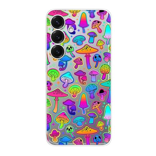 Blingy's Schutzhülle für S25E, Trippy Magic Mushroom Pattern Psychedelic Mushroom Style Transparent Soft TPU Schutzhülle Klar Case (verschiedene Pilze) von Blingy's
