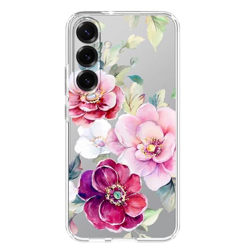 Blingy's Schutzhülle für S25E, modisches Blumendesign, niedlicher Blumenstil, transparent, weiches TPU, transparent (gemischte rosa Blumen) von Blingy's