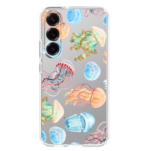 Blingy's Schutzhülle für S25E, süßes Quallen-Design, lustig, Ozeanfisch, Strand-Stil, transparent, weiches TPU, transparente Schutzhülle (Quallen) von Blingy's