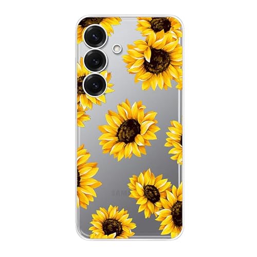 Blingy's Schutzhülle für S25E, süßes Sonnenblumen-Design, niedliches Blumenmuster, transparent, weiches TPU, transparent (Sonnenblumen) von Blingy's