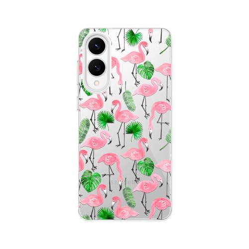 Blingy's Schutzhülle für S25E, tropisches Flamingo-Vogelmuster, niedlicher Tierstil, transparent, weiches TPU, transparent (tropischer Flamingo) von Blingy's