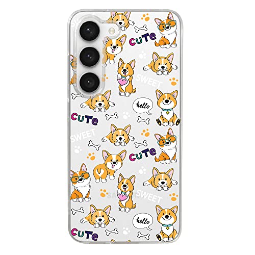 Blingy's Schutzhülle für Samsung Galaxy S23 Plus, süßes Corgi-Hund, Design, lustiger Mops, lustiger Cartoon-Tierstil, Schutzhülle, kompatibel für Samsung Galaxy S23 Plus 6.6 Zoll (niedliche Hunde) von Blingy's