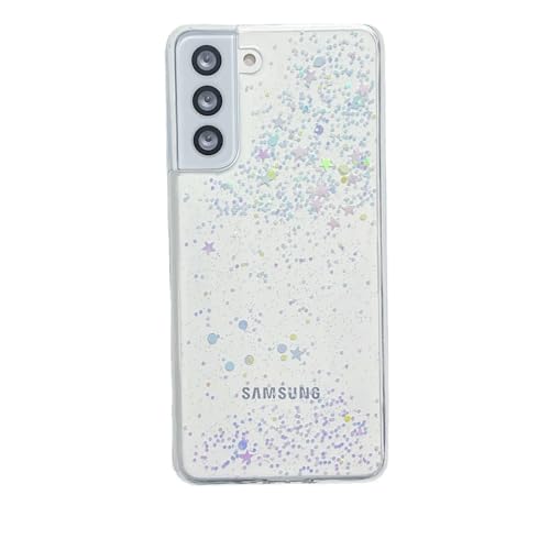 Blingy's Schutzhülle für Samsung Galaxy S24 Plus, glitzernd, niedlicher Sternen-Stil, transparent, weiches TPU, 16,7 cm (6,7 Zoll) (Punkte und Sterne) von Blingy's