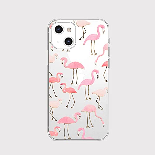 Blingy's Schutzhülle für iPhone 13 (6,1 Zoll), für Frauen und Mädchen, niedliches Flamingo-Muster, Tier-Vogel-Stil, transparent, weich, TPU, Schutzhülle, kompatibel mit iPhone 13, 15,5 cm (6,1 Zoll), von Blingy's
