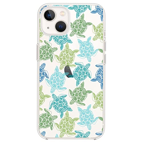 Blingy's Schutzhülle für iPhone 13 (6,1 Zoll), lustiges Schildkrötenmuster, cooles Ozeanfisch, Strand-Design, transparent, weich, TPU, transparent, kompatibel mit iPhone 13, 15,5 cm (6,1 Zoll), grüne von Blingy's