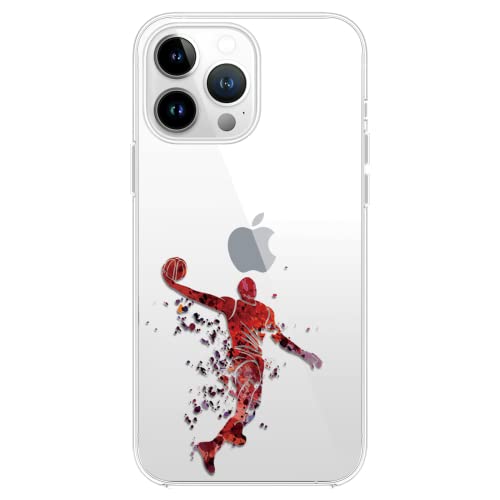 Blingy's Schutzhülle für iPhone 13 Pro (15,5 cm / 6,1 Zoll), cooler künstlerischer Basketball-Stil, lustiges Sport-Design, transparent, weiches TPU, transparent (Basketball Dunk) von Blingy's