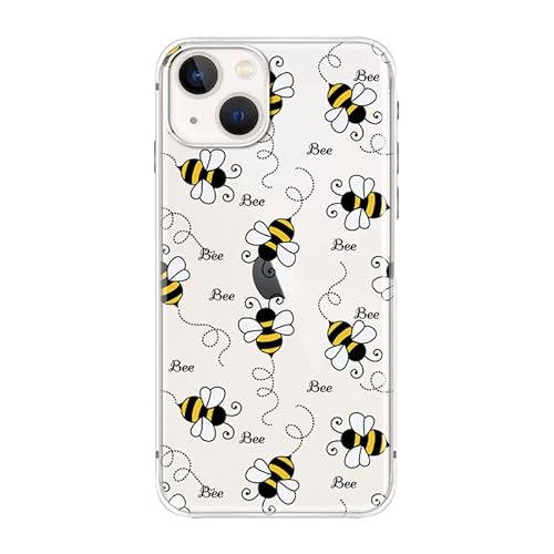Blingy's Schutzhülle für iPhone 14, Frauen Mädchen, modisch, niedlich, Bienen-Stil, lustig, Cartoon-Tier-Design, transparent, weich, TPU, Schutzhülle, transparent, kompatibel mit iPhone 14, 6,1 Zoll von Blingy's