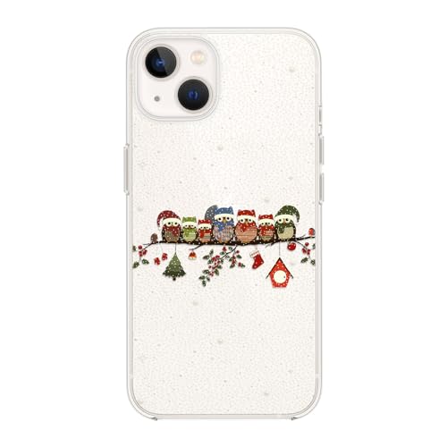 Blingy's Schutzhülle für iPhone 14, lustiger Winter Weihnachten Eule Stil mit Schneeflockenmuster Cartoon Tier Design Transparent Weich TPU Schutzhülle Clear Case Kompatibel für iPhone 14 6,1 Zoll von Blingy's