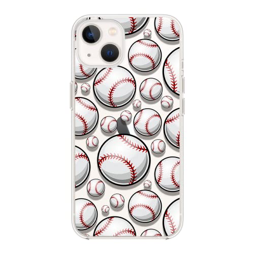 Blingy's Schutzhülle für iPhone 14, lustiges Baseball-Muster, Cooles Sport-Design, transparent, weiche TPU-Schutzhülle, kompatibel mit iPhone 14, 15,5 cm (6,1 Zoll) (Baseball-Stil) von Blingy's