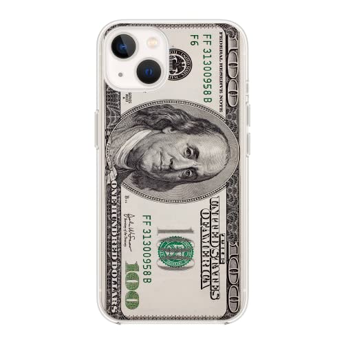 Blingy's Schutzhülle für iPhone 14, lustiges Hundert-Dollar-Schein-Muster, Gelddesign, weiche TPU-Schutzhülle, kompatibel mit iPhone 14 6,1 Zoll (100 $ Bill) von Blingy's
