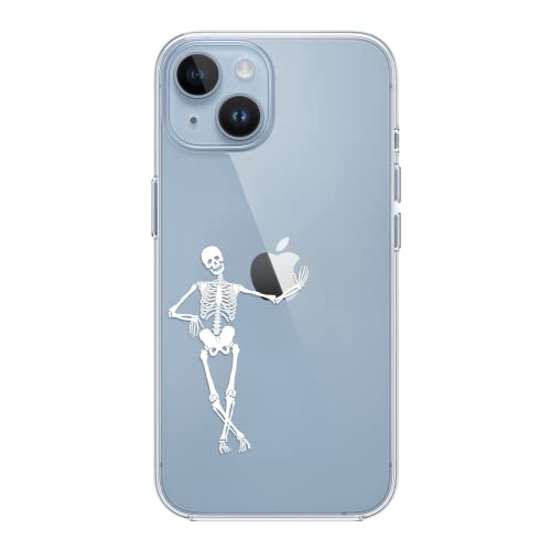 Blingy's Schutzhülle für iPhone 14, lustiges Skelettmuster, Cooles Totenkopf-Design, transparent, weich, TPU, transparent, kompatibel mit iPhone 14, 15,5 cm (6,1 Zoll) (klares Skelett) von Blingy's