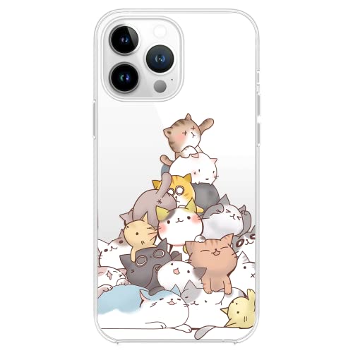 Blingy's Schutzhülle für iPhone 14 Pro, lustiger Katzen-Stil, niedliches Cartoon-Tier-Design, transparent, weich, TPU, transparent, kompatibel mit iPhone 14 Pro 6,1 Zoll (Katzenflor) von Blingy's