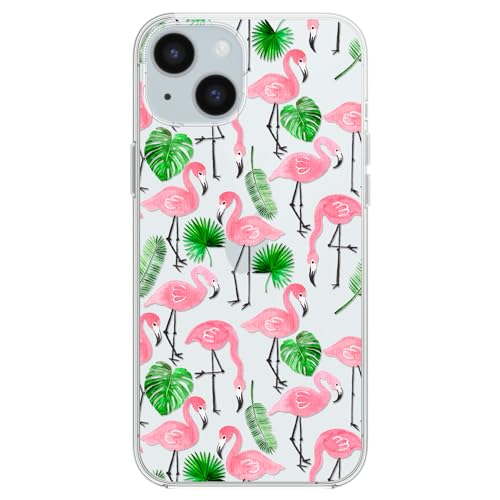 Blingy's Schutzhülle für iPhone 15, Frauen und Mädchen, tropisches Flamingo-Vogelmuster, niedliches Tier-Design, transparent, weich, TPU, Schutzhülle, kompatibel mit iPhone 15, 15,5 cm (6,1 Zoll) von Blingy's