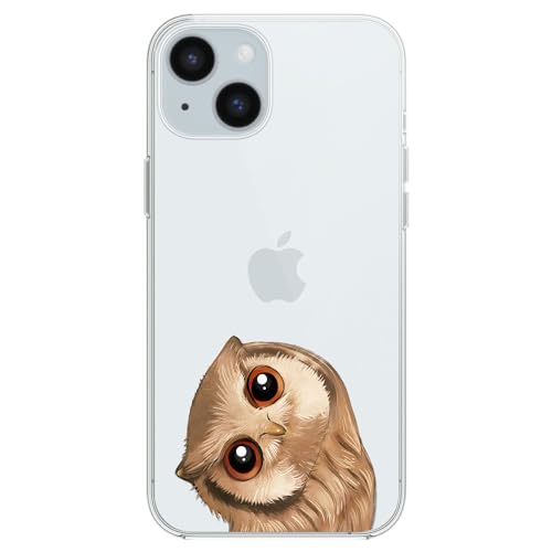 Blingy's Schutzhülle für iPhone 15, lustiger Eulen-Stil, niedliches Vogelmuster, lustiges Cartoon-Tier-Design, transparent, weiches TPU, 15,5 cm (6,1 Zoll), kleine Eule von Blingy's