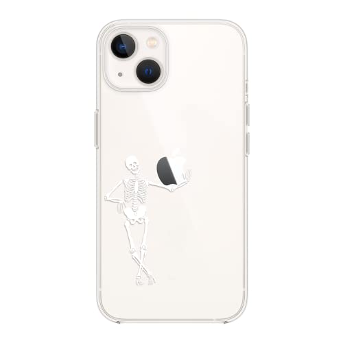 Blingy's Schutzhülle für iPhone 15, lustiges Skelettmuster, cooles Totenkopf-Design, transparent, weiches TPU, transparent, 15,5 cm (6,1 Zoll), klares Skelett von Blingy's