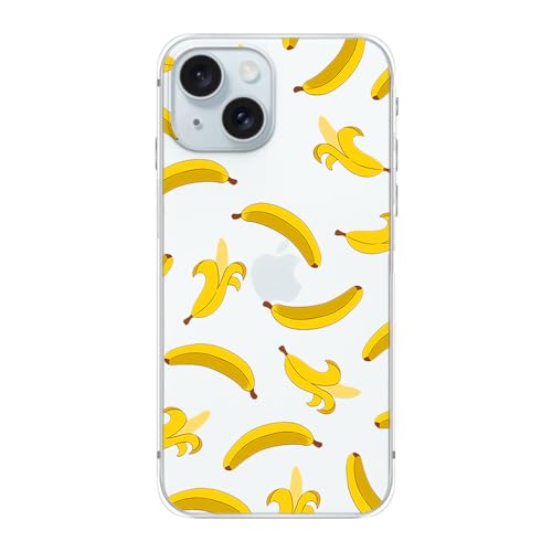 Blingy's Schutzhülle für iPhone 15 Plus, lustiger Bananen-Stil, niedliches tropisches Früchte-Muster, Cartoon-Design, transparent, weiches TPU, 17 cm (6,7 Zoll) (Bananen-Stil) von Blingy's