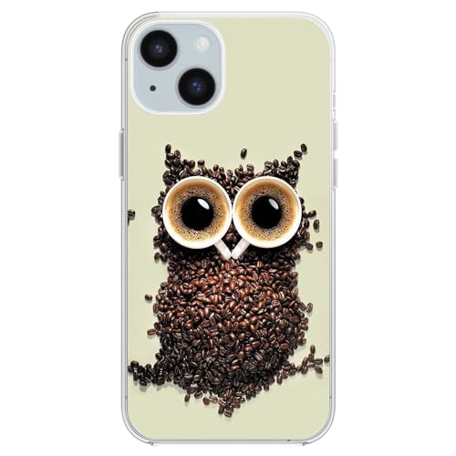 Blingy's Schutzhülle für iPhone 15 Plus, lustiges Kaffee-Muster mit süßer Eulen-Form, lustiges, kreatives Tier-Design, weiche TPU-Schutzhülle 6,7 Zoll (6,7 Zoll), Kaffee-Eule von Blingy's