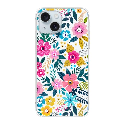 Blingy's Schutzhülle für iPhone 15 Plus, niedlicher Blumenstil, schönes Blumendesign, transparent, weiches TPU, 17 cm (6,7 Zoll), verschiedene rosa Blumen von Blingy's