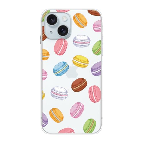 Blingy's Schutzhülle für iPhone 15 Plus, süßes Macaron-Muster, Dessert-Stil, süßes Essen, transparent, weiches TPU, 17 cm (6,7 Zoll), Macaron-Stil von Blingy's