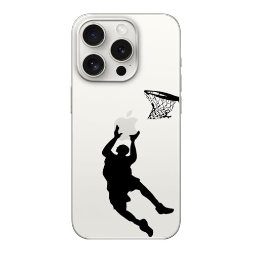 Blingy's Schutzhülle für iPhone 15 Pro, lustiges Basketballspieler-Muster, cooles Sport-Design, transparent, weiches TPU, transparent, 15,5 cm (6,1 Zoll) (Basketball) von Blingy's